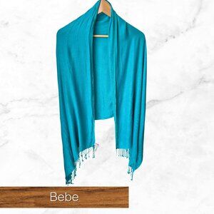 Bebe Large Teal Tassel Scarf